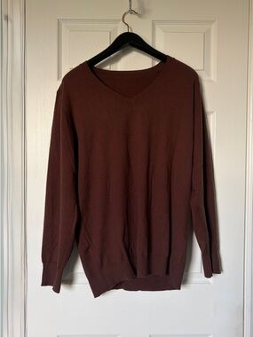 Men's V-Neck Sweater in Deep Brown